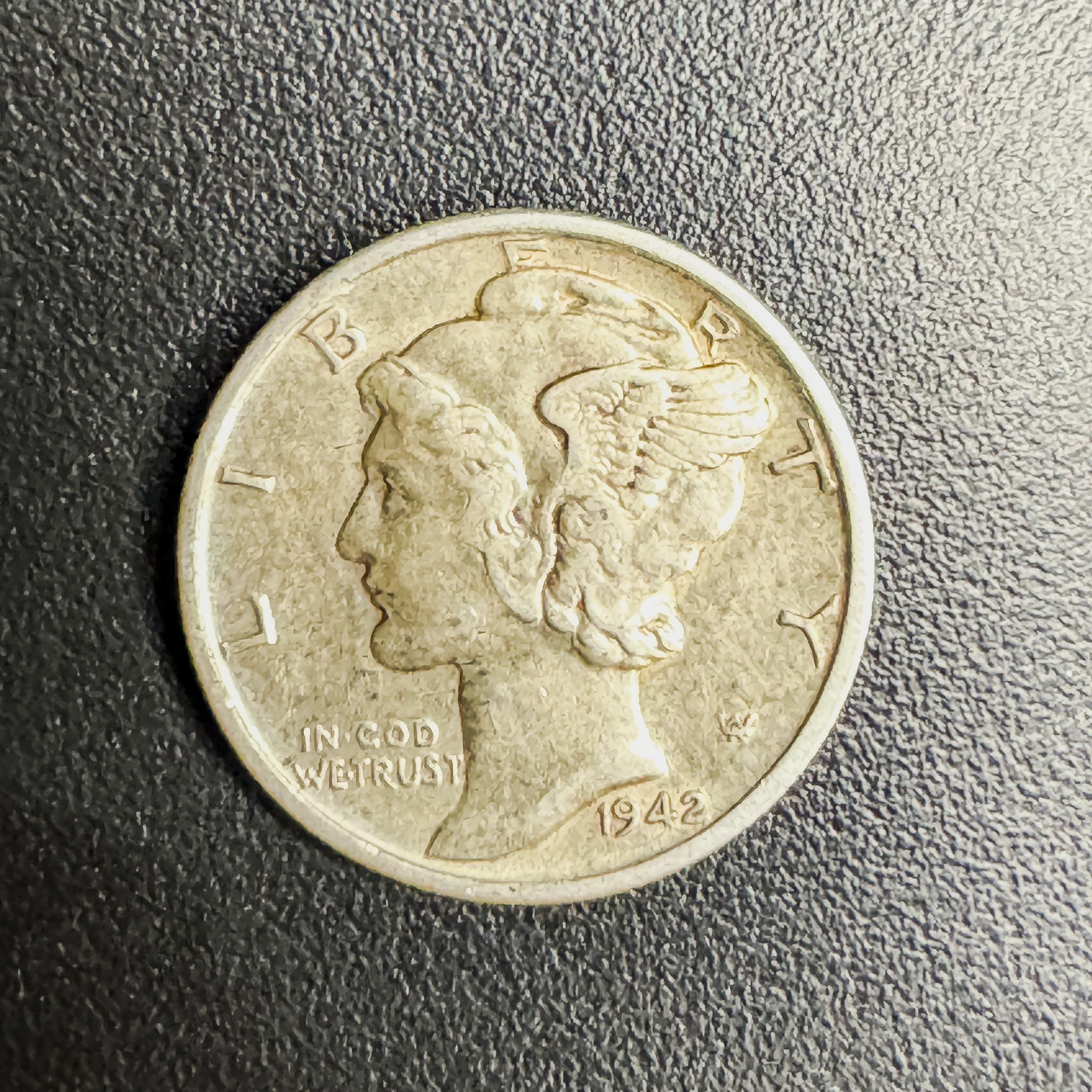 Mercury Dime (1916–1945) — 90% Silver (Random Year / VF+)
